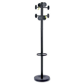 Alba™ Stan3 Steel Coat Rack, Stand Alone Rack, Eight Knobs, 15w X 15d X 69.3h, Black freeshipping - TVN Wholesale